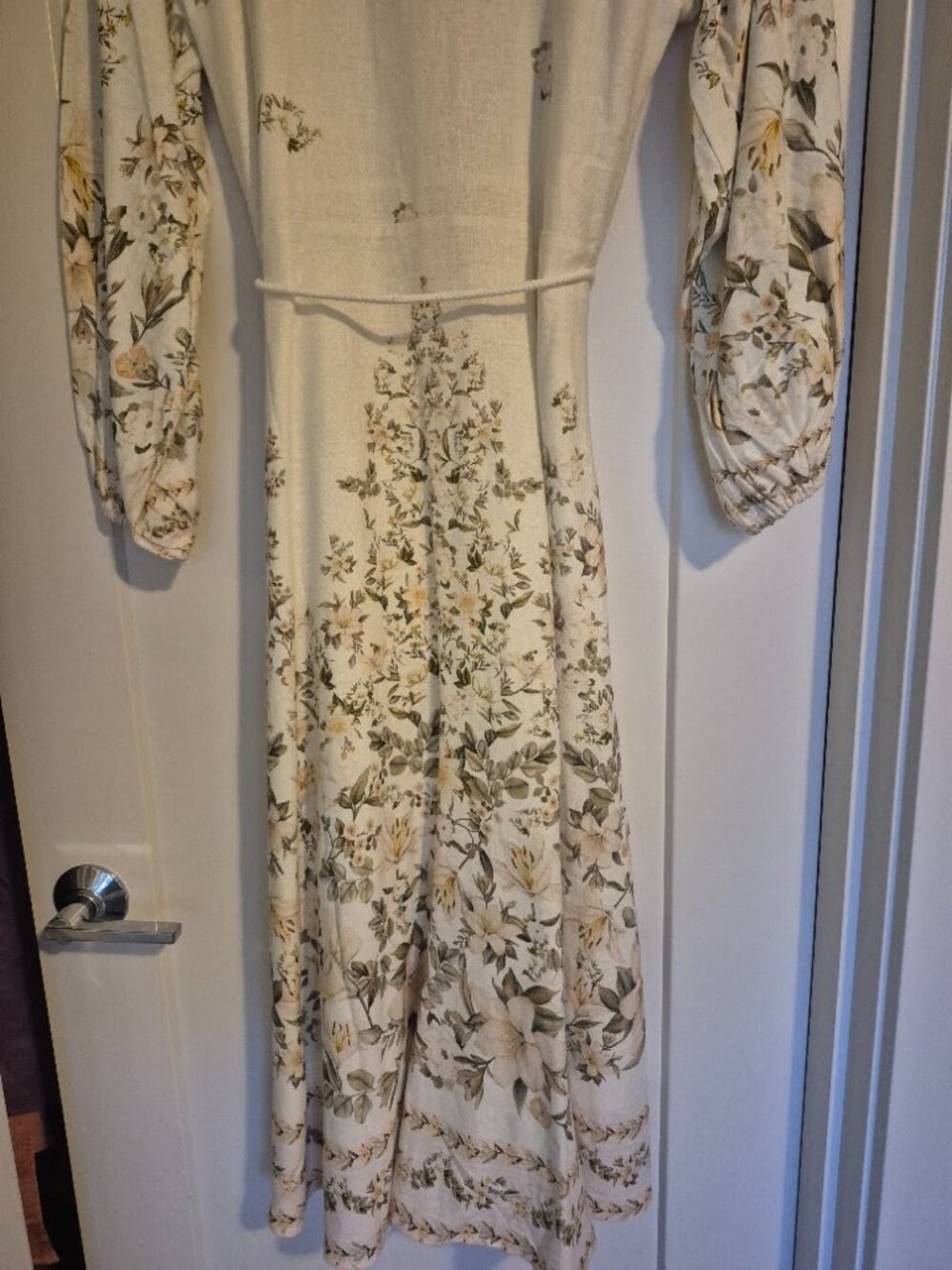 NWT Calypso St. Barth Floral Print Linen Button Front Midi Peasant Dress Size M - Picture 3 of 7